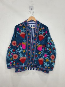 Ethnic Luxury Outerwear Indian Suzani Embroidery <b>Velvet</b> <b>Jacket</b> Suzani Boho Coat Unisex Spring <b>Jacket</b> for Boho Fashion - Product Image 1