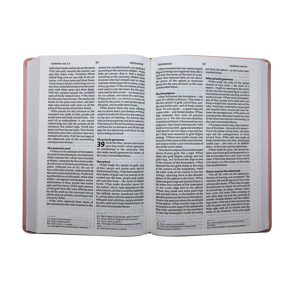 Pabrik grosir buku cetak rumah Embossing ukuran besar disesuaikan warna lembut PU kulit penutup jurnal Alkitab