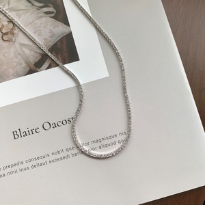 Collana 925 <span class=keywords><strong>Tennis</strong></span> da donna con zircone cubico 2mm 3mm <span class=keywords><strong>di</strong></span> alta gioielleria in argento Sterling - Product Image 6