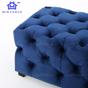 Manufacturer Wholesale Removable Wood Leg Kids Low Stool Footrest Ottomans Upholstered <strong>Footstool</strong> <strong>Chesterfield</strong> Pouf Stool - Product Image 4