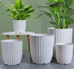 Grands pots <span class=keywords><strong>en</strong></span> plastique pour plantes d'intérieur, pots à fleurs blancs, jardinières d'extérieur avec trou <span class=keywords><strong>de</strong></span> drainage - Product Image 6