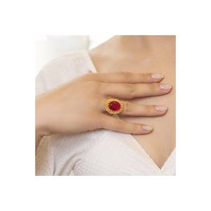   แหวนทองชุบ 22 กะรัต สไตล์อันเท็ป (3503) สำหรับเด็ก ทำจากทองเหลืองผสมทองแดงขัดเงา ประดับเพชรทรงรีแบบฝังกรงเล็บ - Product Image 3