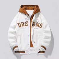 Veste d'automne pour hommes avec logo personnalisé OEM nouvelle marque à la mode tout-en-un pour étudiant grande taille uniforme de baseball universitaire manteau à capuche décontracté