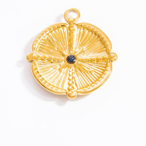 Eight Pointed Star <b>Compass</b> Pendant Stainless Steel Plated Gold Blue Stone For <b>Necklace</b> Making Mixed Shapes PJ91616 - Product Image 3