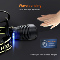 Lampe frontale LED blanche en alliage d'aluminium rechargeable par USB avec zoom télescopique, réglage à 135 degrés et induction par ondes