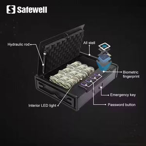 <span class=keywords><strong>Caja</strong></span> <span class=keywords><strong>Fuerte</strong></span> Mini Plana Safewell para Auto, Hogar y Oficina, con Sensor de Huella Digital, Resistente a Impactos, Triple Acceso, Anti-Robo, de Acero - Product Image 3