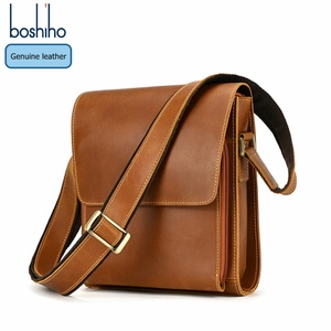 Boshiho - Bolso Clásico Personalizado para Hombre, de Cuero Genuino, Portátil, Cuadrado, Bandolera, Bolso de Mensajero, Bolso Cruzado - Product Image 2