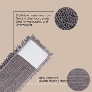 Serpillère plate en chenille de qualité supérieure, à manche télescopique en acier épaissi, idéale pour le nettoyage des sols intérieurs domestiques – Meilleure vente - Product Image 2