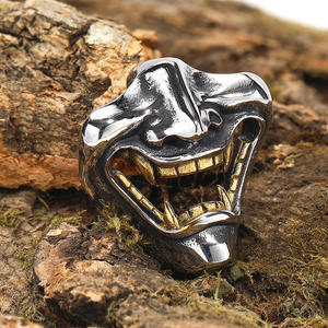 Kalung liontin masker hantu mulut besar, perhiasan Jepang kalung gigi berlapis emas 18k - Product Image 4