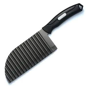 Lama di rivestimento in titanio coltello per patatine fritte in acciaio inossidabile coltello per patatine con lama a onde in acciaio inossidabile