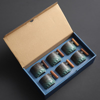 Vente en gros de tasses à thé en céramique de porcelaine vintage de 70 ml, glaçure modifiée au four, tasse à expresso, tasse à café, logo personnalisé en bois, couleur personnalisée