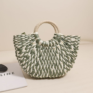2024 nuova moda da donna con tessuto da spiaggia da donna borse di paglia avvolte borse fatte a mano con manico in paglia a forma di <span class=keywords><strong>luna</strong></span> - Product Image 6