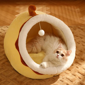 Lit <span class=keywords><strong>pour</strong></span> animaux de compagnie chaud d'hiver de conception d'animal de dessin animé Maison de couchage confortable de style yourte semi-fermée respirante écologique <span class=keywords><strong>pour</strong></span> toutes les saisons - Product Image 1