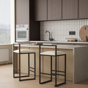 Set di 2 sgabelli da bar in ecopelle imbottiti, con struttura moderna in metallo, altezza bancone, sedie per isola cucina, beige - Product Image 3