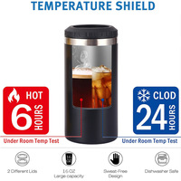 Bouteille isotherme 4-en-1 personnalisable par sublimation de 16 oz avec ouvre-bouteille, en acier inoxydable, isolation sous vide, 2 couvercles, couleur et logo personnalisés, garde les boissons fraîches