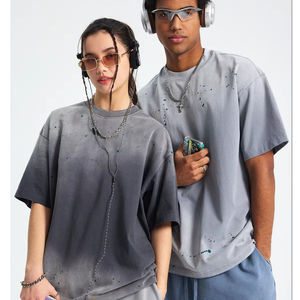 2025新デザイン特大Hombre tシャツ275gヘビー級スプラッシュインクプロクラブTシャツアシッドウォッシュシャツユニセックス用 - Product Image 6