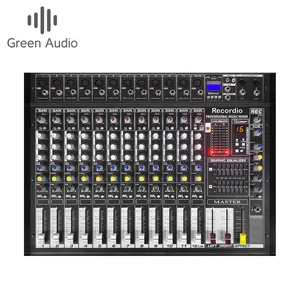 GAX-PMX12 terlaris Mixer Audio kuat + 48V Phantom 500W 16DSP efek BT dengan saklar USB untuk penggunaan panggung & Studio