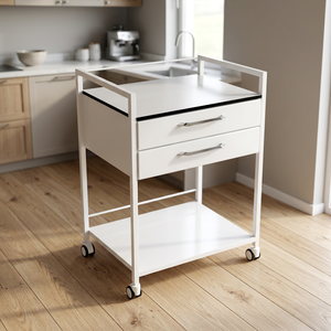 Chariot à double tiroir CLEBER PISA 40015 pour salon de beauté, garantie 1 an, capacité de charge de 200 lb, assistance technique en ligne - Product Image 2