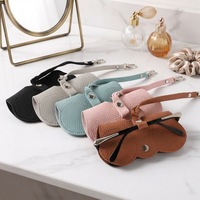 Étui en cuir - Étui à lunettes portable en cuir - Pochette souple pour lunettes de soleil