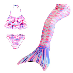 Conjunto de Tankini de 3 Piezas para Niñas, Diseño de Cola de <span class=keywords><strong>Sirena</strong></span>, Secado Rápido, Estampado Suave, Poliéster, para Playa, Verano - Product Image 4