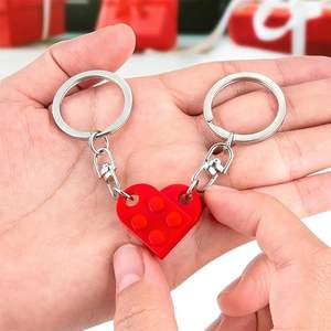Juego de Llaveros de Corazón a Juego, 2 Piezas, Bloques de Construcción de Acrílico Coloridos para Parejas, Regalos de Amor para Novio y Novia, <span class=keywords><strong>Navidad</strong></span> - Product Image 4
