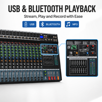 Console de mixage audio professionnelle EV16-USB 16 canaux avec USB, Bluetooth, 24 effets DSP, égaliseur 3 bandes pour scène, studio et direct