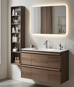 Mueble de Baño Moderno y Lujoso Personalizado para Hotel, con Espejo LED, Tocador de Madera Contrachapada - Product Image 5