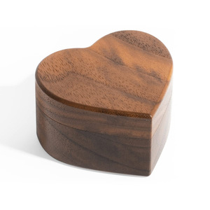 Heart-Shaped Walnut <b>Ring</b> <b>Box</b> Wooden Magnetic Jewelry Storage Elegant Flip Top Design - Product Image 5