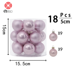 Wholesale 18Pcs 5Cm Pink <strong>Glass</strong> <strong>Christmas</strong> Ball <strong>Ornaments</strong> Shiny Matte Mixed Finish Baubles Gift Set for Xmas <strong>Tree</strong> Holiday Decor - Product Image 2