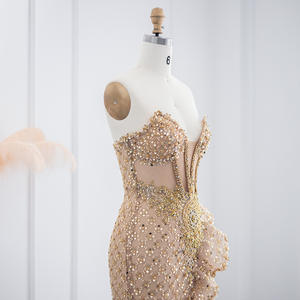 Altın payetli afrika siyah kızlar kısa tren ile balo kıyafetleri seksi sevgiliye Mini kokteyl parti önlük Rm002-1 - Product Image 4