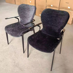 Chaise de salle à manger <span class=keywords><strong>café</strong></span> recouverte de tissu moderne de <span class=keywords><strong>style</strong></span> italien avec accoudoirs en acier au carbone Dossier Mobilier de maison Tables à usage hôtelier - Product Image 1