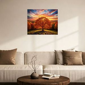 Autumn Tree Landscape Canvas Print Rectangle Shape Contemporary Wall Art No <b>Frame</b> <b>Large</b> Size Scenic Design - Product Image 3