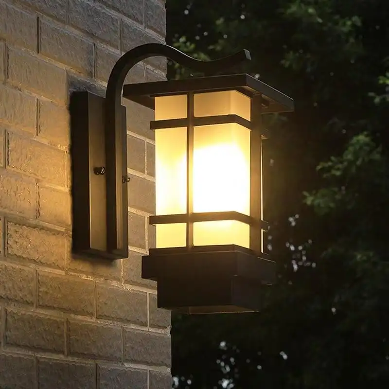 Modern Garden IP65 Outside Wall Light Outdoor Waterproof Light Fixture Sconce Black Lantern Outdoor Wall Lamp For Gate Patio