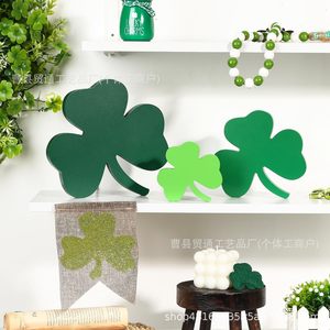 Decoración de Trébol de Madera, Adorno de Mesa para el Día de San Patricio, Estilo Moderno, Hecho a Mano, Decoración para Fiestas - Product Image 1