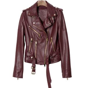 カスタムハイストリート女性用シープスキンバイカージャケットOEMジッパー開閉式本革バイクジャケット（レディース） - Product Image 1
