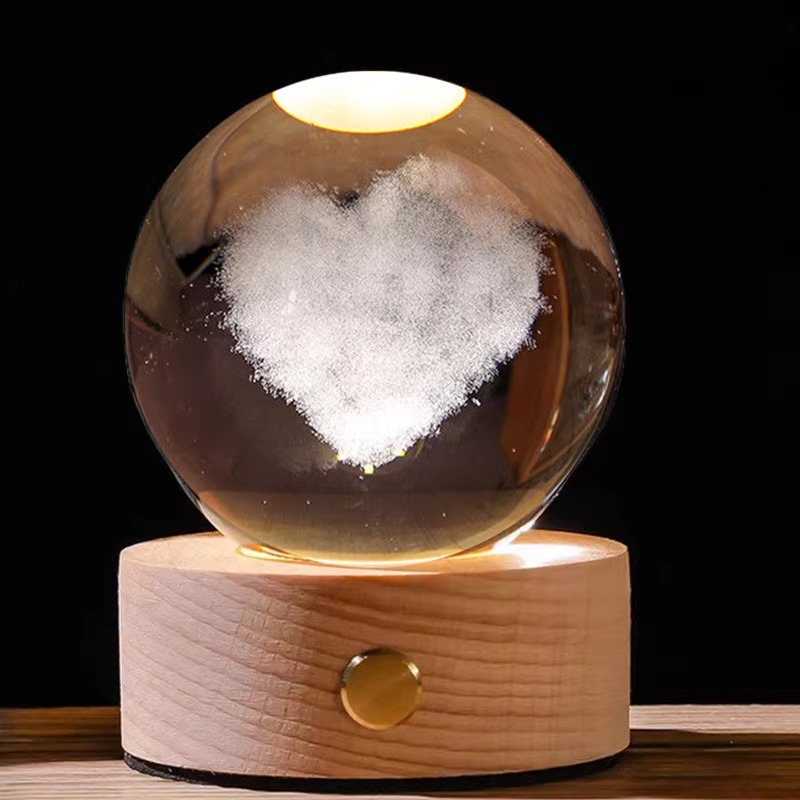 love 6cm crystal ball-touch luminous lamp holder-charging cable
