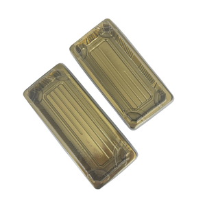 Bandeja Rectangular Pequeña para Alimentos, Pasteles, Galletas, Contenedor Desechable de Plástico PET Dorado con Tapa para Múltiples Usos, Venta al Por Mayor - Product Image 4
