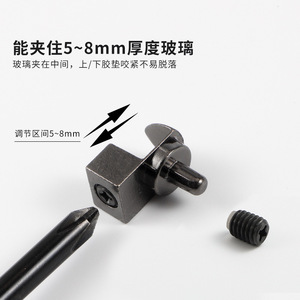Zinc Alloy Glass Clamp 6-8mm Thickness For Glass Cabinet Connection Gunmetal Finish Durable Hardware Support - Product Image 4