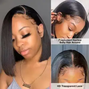 Groothandel Bob Hd Lace Voorkant Pruiken 100% Maagdelijk Menselijk Haar, Braziliaanse Hd Lace Frontale Pruik Menselijk Haar, Vrouwen Kant Pruik Natuurlijk Haar