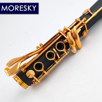 MORESKY BB Clarinet Lacquer Gold 17 Keys Copper-Nickel Soprano Clarinet Black ABS Resin Customized Woodwind E111