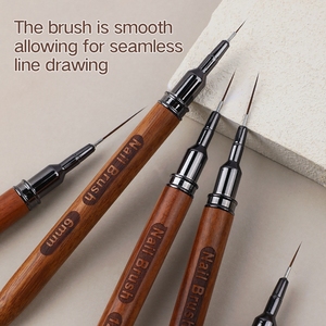 Ensemble de 5 pinceaux de luxe pour nail art en bois de santal, à pointe ultra fine, pour <span class=keywords><strong>manucure</strong></span> française, avec capuchon métallique, pour salon et DIY - Product Image 3