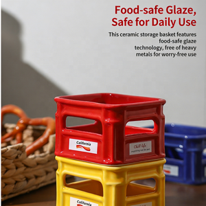 Stylish Stackable <strong>Mini</strong> Ceramic Food Crate | Eco-Friendly <strong>Basket</strong> for Serving Fries Popcorn Fruits | for Home Restaurant Party - Product Image 3