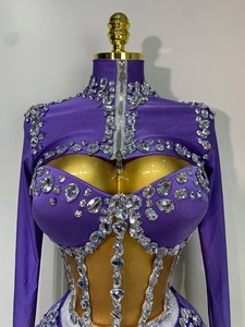 Set Tre Pezzi da Donna con Maniche Lunghe e Strass Scintillanti per Spettacoli, Drag Queen, Discoteca, Feste Serale e Compleanni - Product Image 2