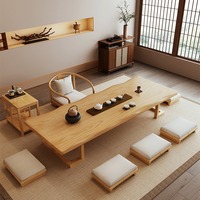 Table basse longue en bois massif de style chinois, table basse de balcon, table basse simple, table à thé et chaises de style tatami Kung Fu