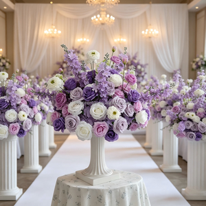 Ornement de table floral artificiel fait main de haute qualité en forme de boule de fleurs violettes pour mariage, vente en gros - Product Image 3