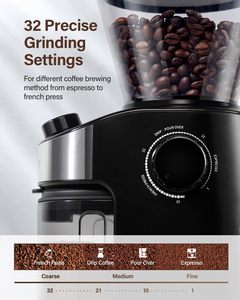 เครื่องบดกาแฟขนาดเล็กแบบ Burr ปรับระดับได้ 25 ระดับ เครื่องบดเมล็ดกาแฟเอสเพรสโซ เครื่องบดกาแฟไฟฟ้า - Product Image 2
