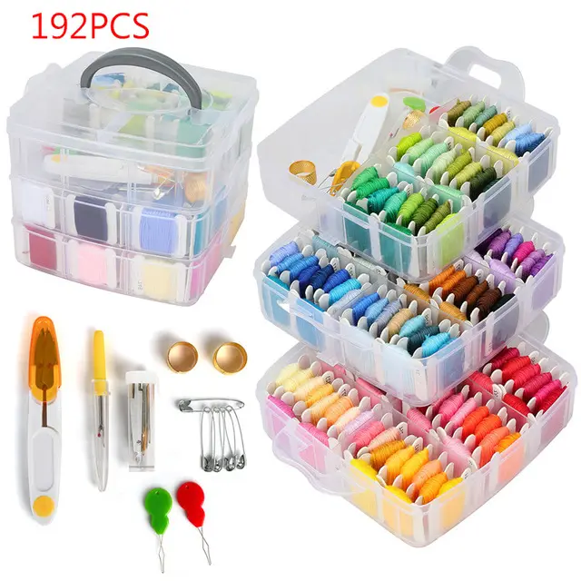 192PCS DIY Hand Embroidery Starter Needle Set Bamboo Cross Stitch Embroidery Hoops Kits