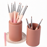 Ensemble professionnel de 13 pinceaux pour nail art en acrylique rose ombré, vente en gros, logo personnalisé, stylo de dessin et de peinture pour gel UV et manucure
