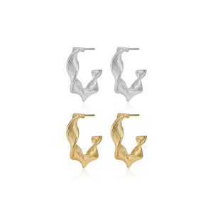 Pendientes de Aro en Forma de C Dinle, Plata de Ley S925, Diseño Geométrico, para Uso Diario de Mujeres - Product Image 4