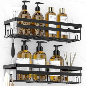 <strong>Wall</strong> Mounted Black Bathroom Shelves Shower Caddy <strong>Wall</strong> Shelf Brackets Shower Shelf <strong>Wall</strong> Mounted Storage Organizer <strong>Rack</strong> - Product Image 1